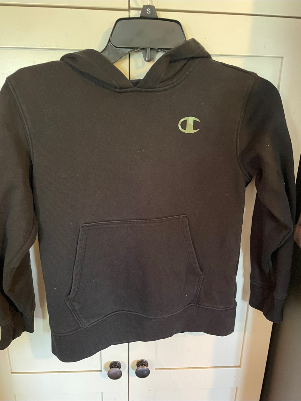 Champion Black Kids Pullover Hoodie with Small Logo
